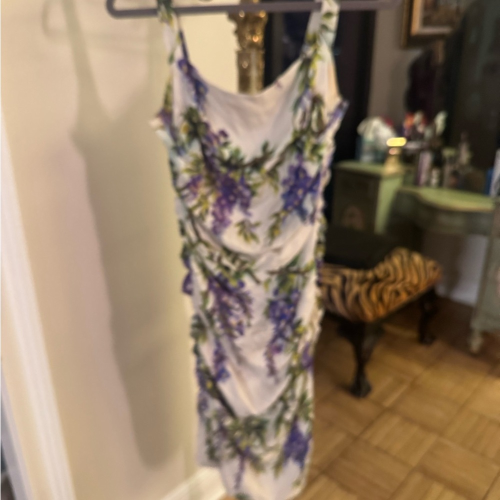 Dolce & Gabbana White and Purple Floral Mini Dress